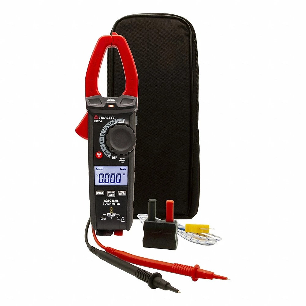 Clamp Meter, Clamp-Jaw, CAT III 600V, TRMS, 600 A Max AC Current, Included
