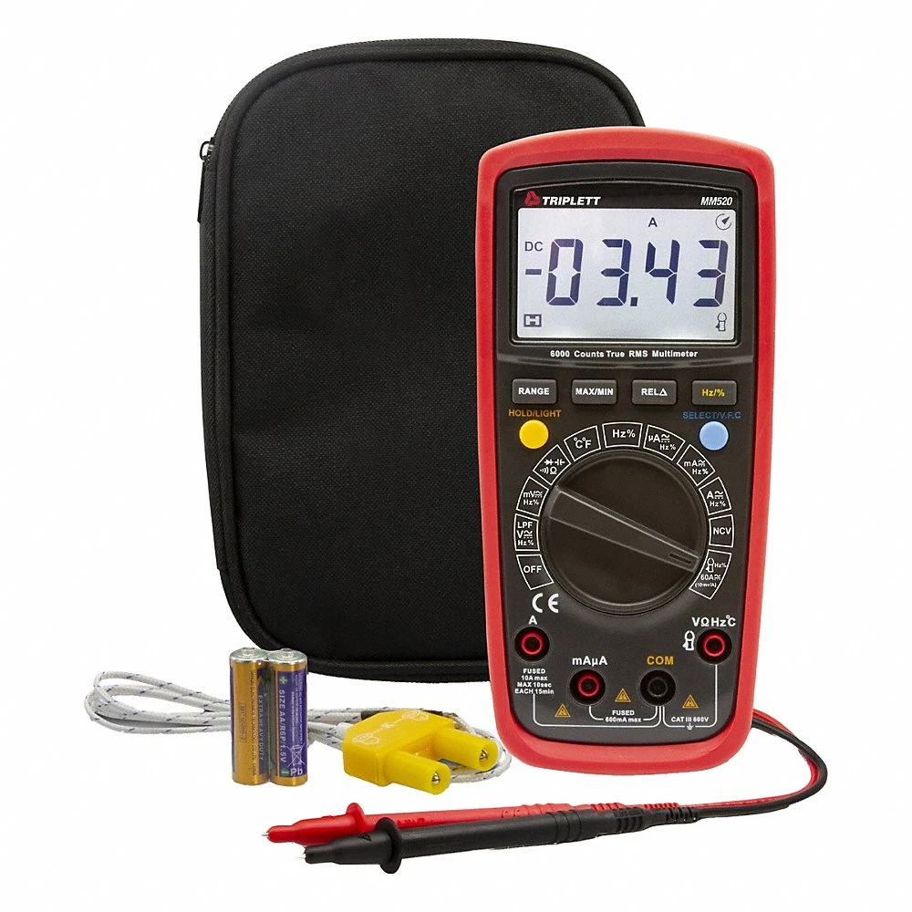 Digital Multimeter, CAT III 600V, TRMS, Yes, NIST, 600 V Max AC Volt Measurement