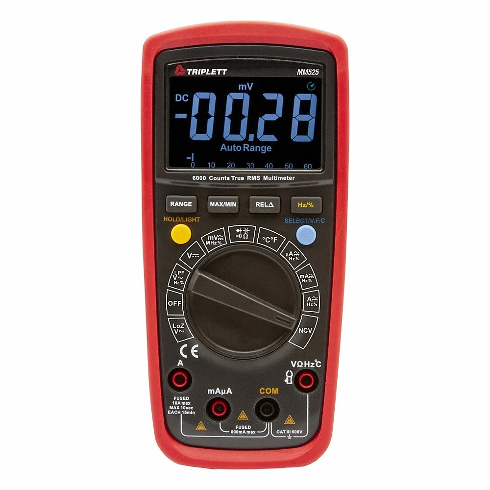 Digital Multimeter, CAT III 600V, TRMS, 600 V Max AC Volt Measurement, 6,000