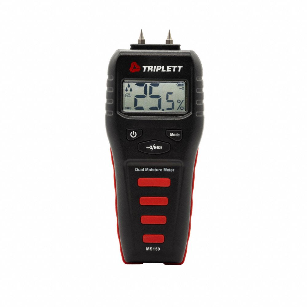 Pin/Pinless Moisture Meter, LCD, 80% RH Humidity Range