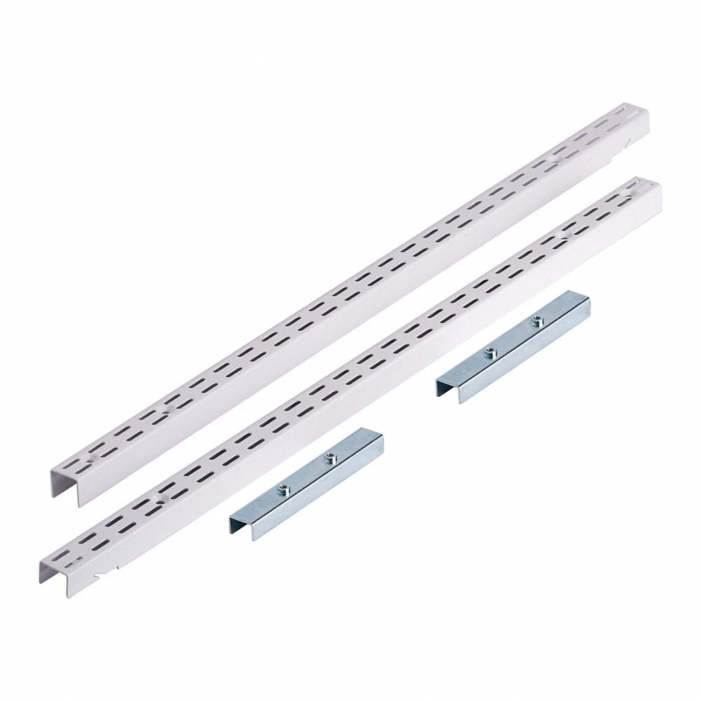 Slotted Standard Wall-Mount, Double, 1 3/16 Inch x 1 Inch x 63 Inch, Epoxy Coated, White