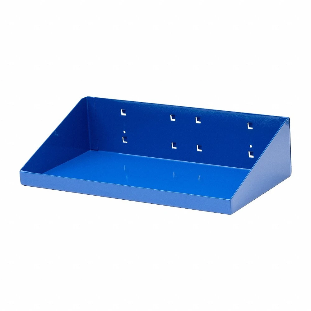 Pegboard Shelf, For Square Pegboard Hole Shape, 12 Inch x 6 Inch x 3 Inch, Steel, Blue