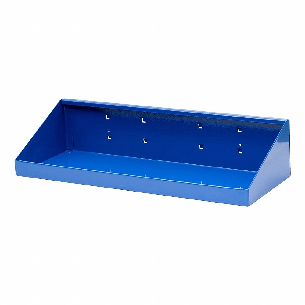 Pegboard Shelf, For Square Pegboard Hole Shape, 18 Inch x 6 1/2 Inch x 3 Inch, Steel, Blue