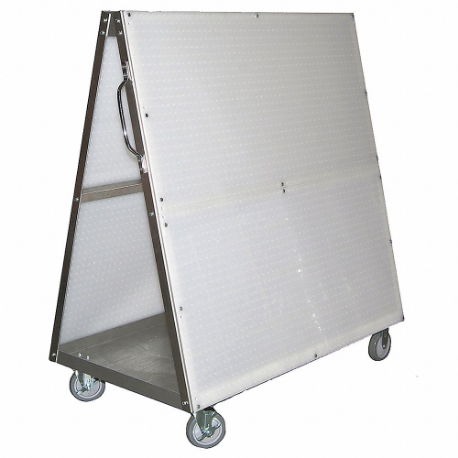 A-Frame Pegboard Truck, Round, 1/4 Inch Peg Holes, 30 Inch X 48 Inch X 51 Inch Size, White