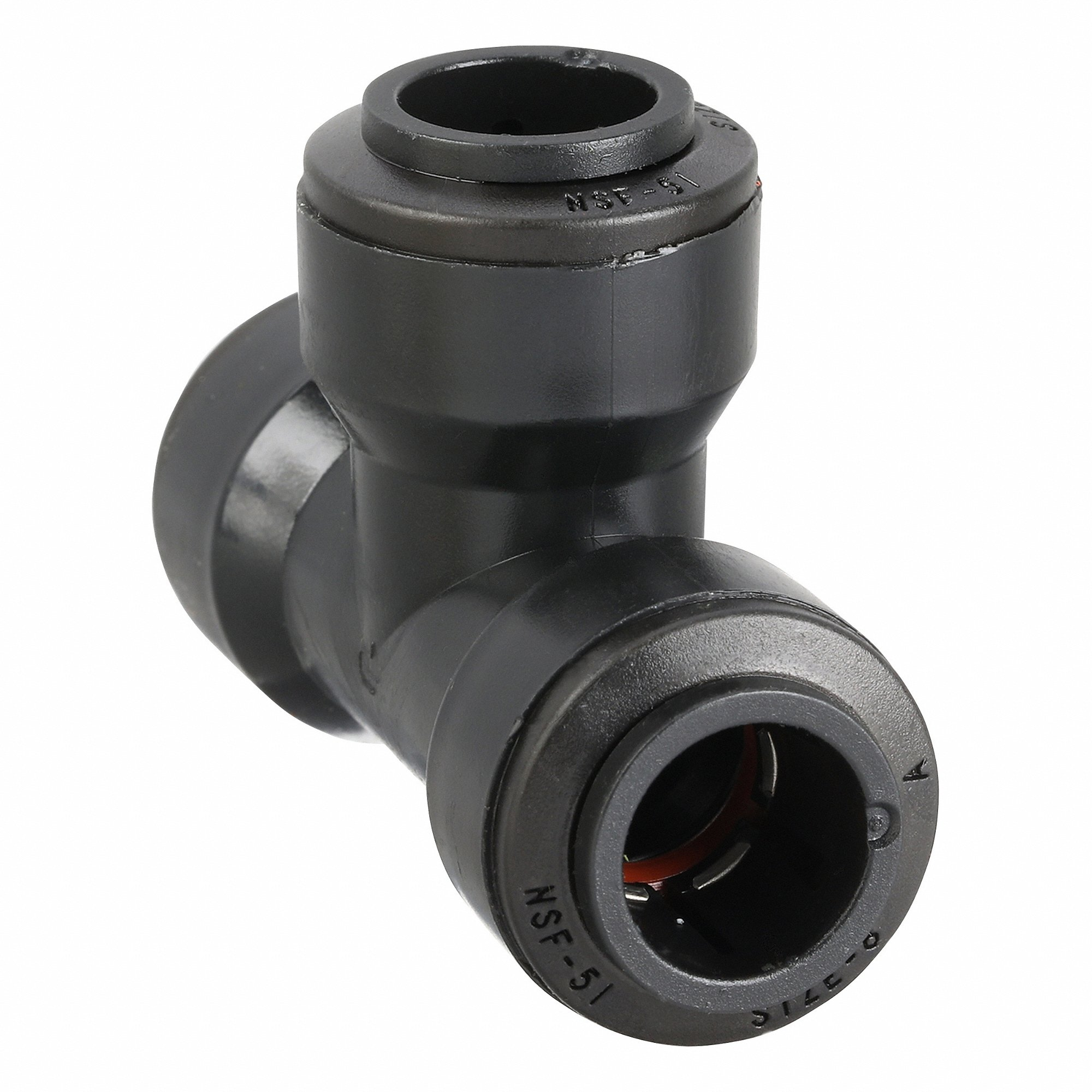 TRUESEAL FB8TU8-HBLK Union Tee, PVDF, Push-to-Connect x Push-to-Connect x Push-to-Connect, Black | CU7CGW 60NL29