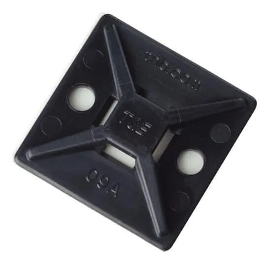 Cable Tie Mounting Base, Black, Nylon/Polyamide 6.6, Self-Adhesive Mounting Type, 1000PK