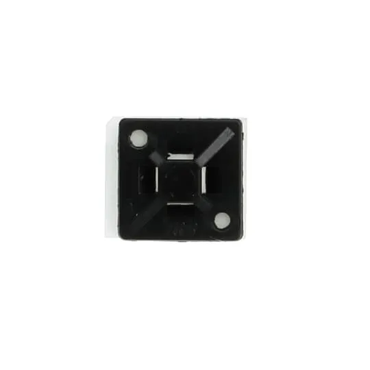 Deltec Cable Tie Mounting Base, Black, Nylon/Polyamide 6.6, Self-Adhesive Mounting Type, 100PK