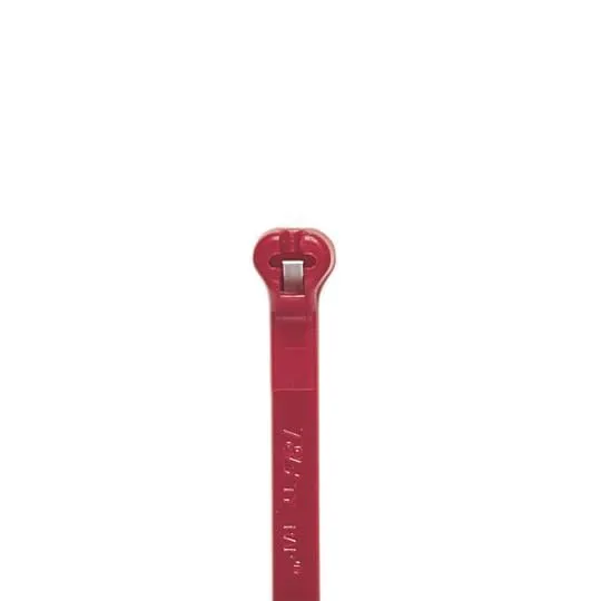 Cable Tie, 185 Deg F Temp Range, 2-Piece High Performance Standard Type, Red, 1000PK