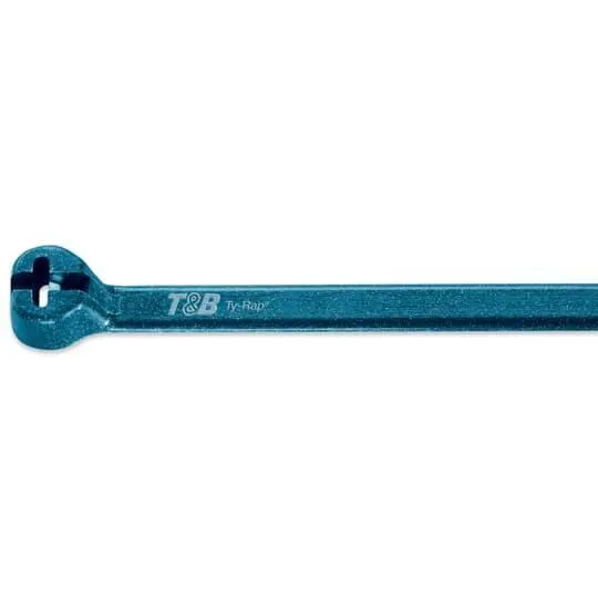 Cable Tie, 185 Deg F Temp Range, 2-Piece Detectable Type, Blue, Nylon/Polyamide 6.6