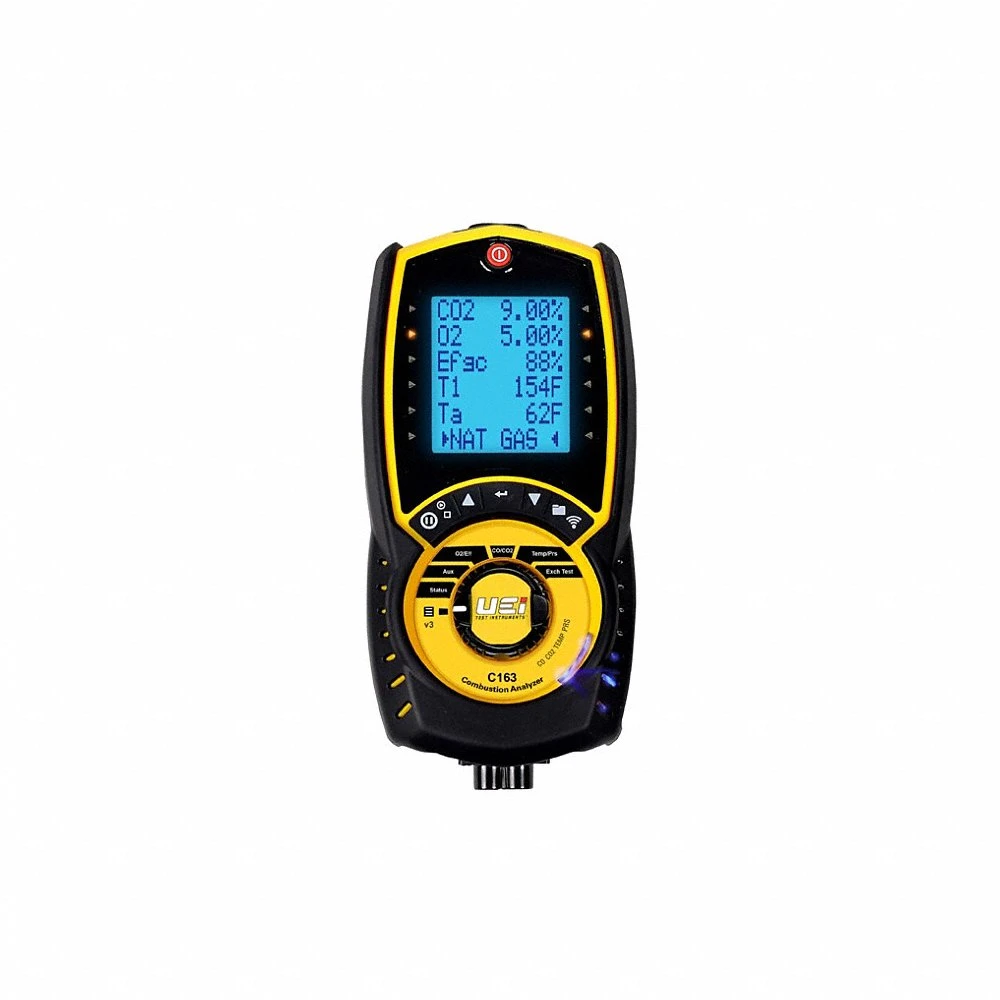 Industrial Combustion Analyzer, Included, 0 ppm to 2000 ppm, 32 Deg F to 1,112 Deg F