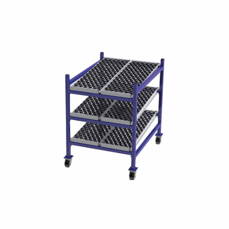 UNEX FLOW CELL FCM99SW36483 Gravity Flow Rack, 36 Inch x 48 Inch x 54 Inch, Tilt, 3 Shelves, Rubber | CU7EFJ 46KF25