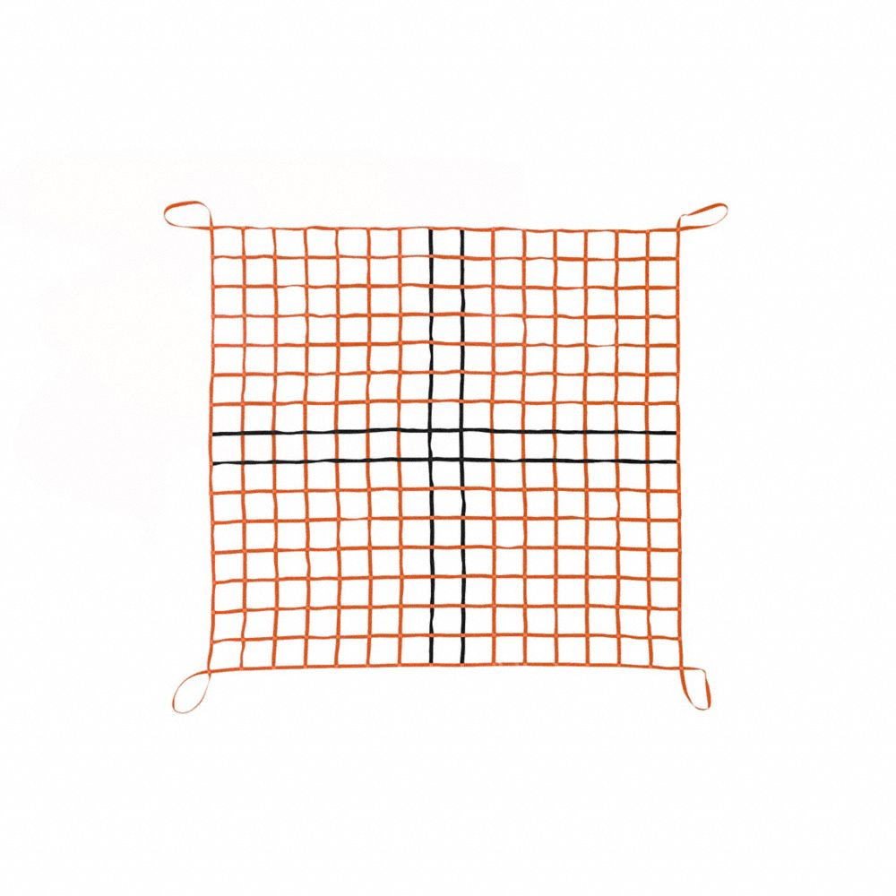 Cargo Lifting Net, 6 x 6 Inch, 1500 lb Working Load Limit, 4 Attachment Points, Polyester