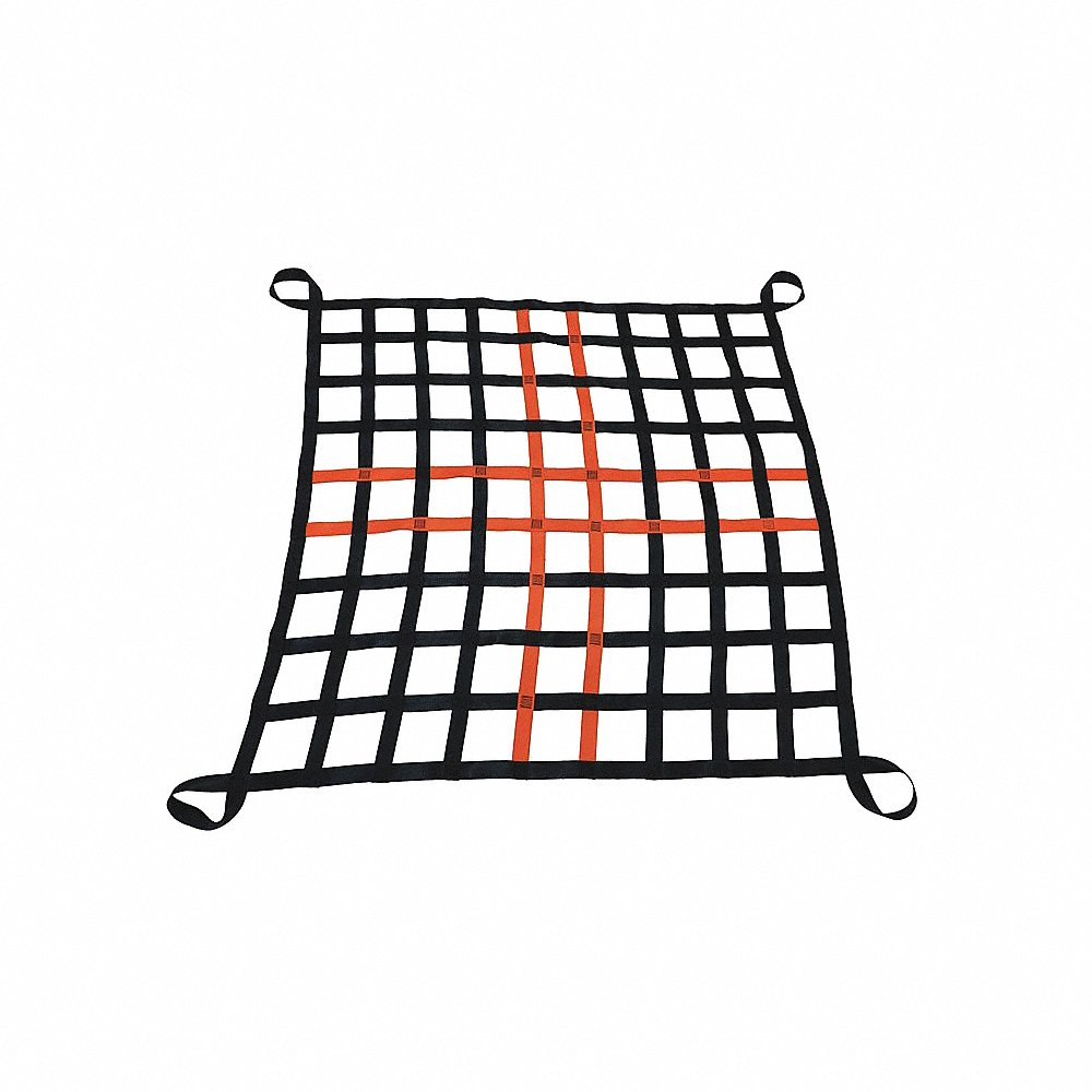 Cargo Lifting Net, 14 x 14 Inch Size, 4500 lb, 4 Attachment Points, Polyester