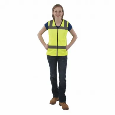 Ladies Class 2 Polyester Vest, Hi Vis, S, Ansi Class 2, S, Lime, Solid Nylon, Zipper