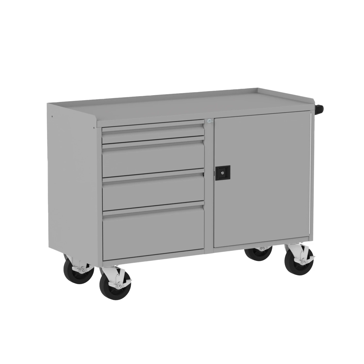 VALLEY CRAFT F89613BS Workbench, 4 Drawers, 1 Door, 48 x 21 x 36 Inch Size, Silver/Black | CJ6TYR