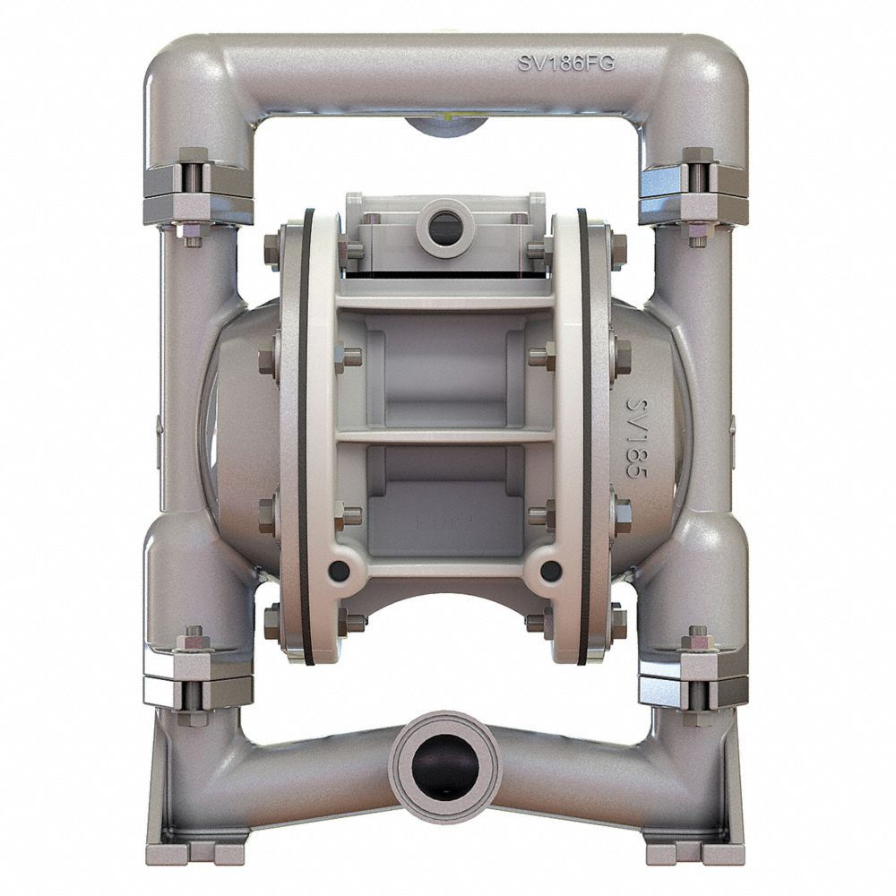 Double Diaphragm Pump, Air, 316 Stainless Steel, Single Port, 49 gpm Max Flow Rate, NPT