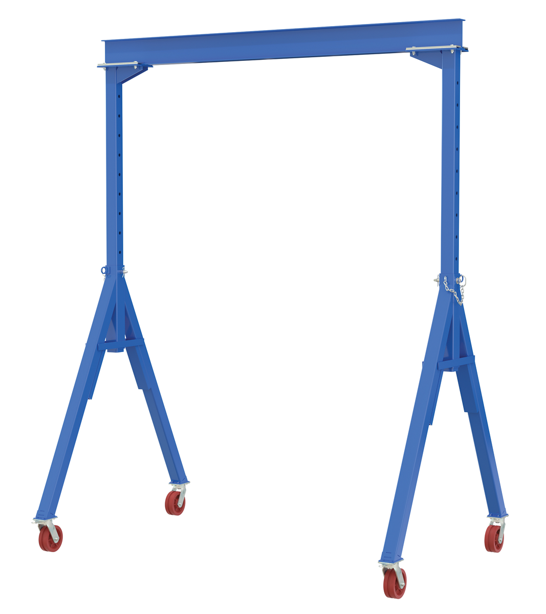 Steel Adjustable Height Gantry Crane with V-Groove Cast Iron Caster, 15 x 16 ft, 8000 lb Capacity, Blue