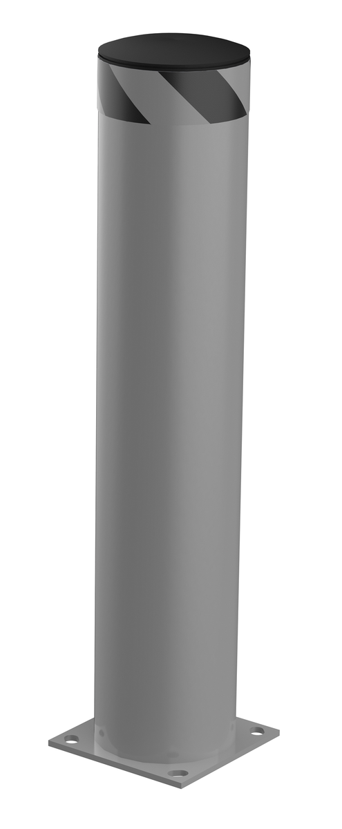 Steel Pipe Safety Bollard, 42 x 8-1/2 Inch Gray Semi Gloss