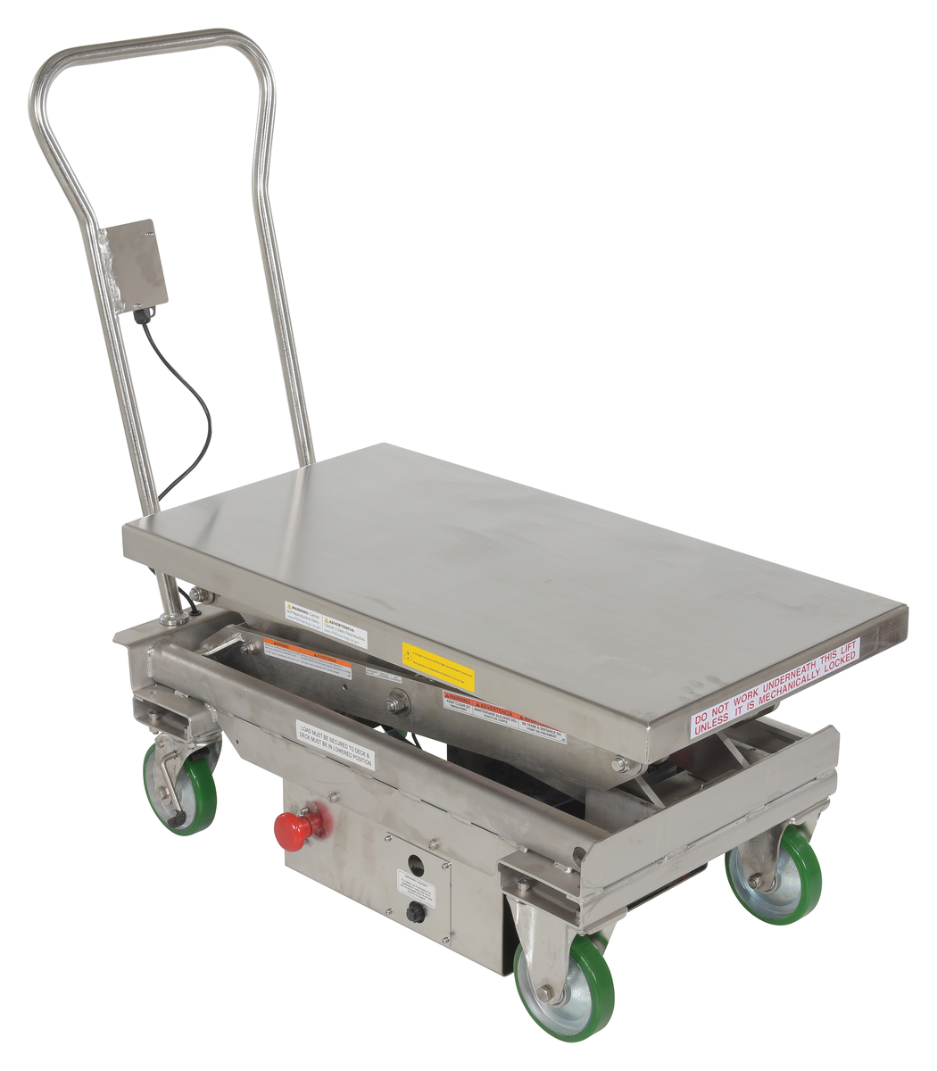 Stainless Steel 12V DC Double Cart, 20-1/2 x 39-3/4 Inch, 1000 lb Capacity, Silver