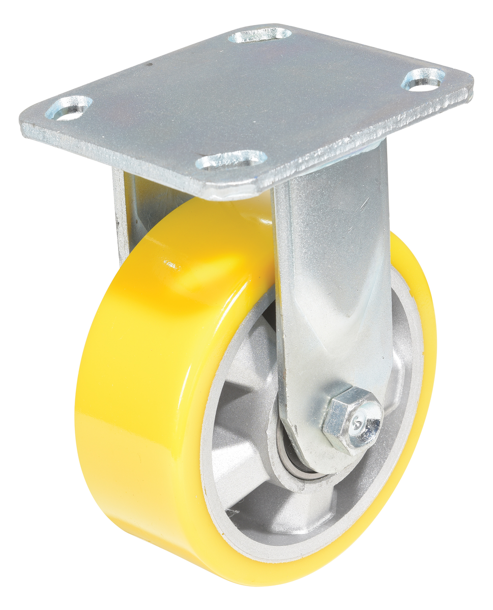Polyurethane Rigid Caster, 5 x 2 Inch, 595 lb Capacity, Yellow/Gray