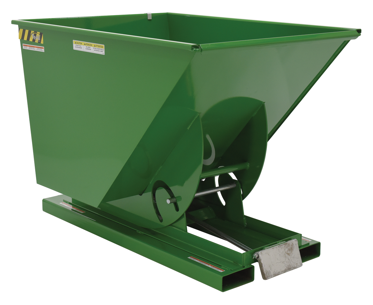 VESTIL D-100-HD-GRN-T Self Dumping Hopper, Heavy Duty, 1 cu. yd., 6000 Lb., Green, Steel | AG7PVE