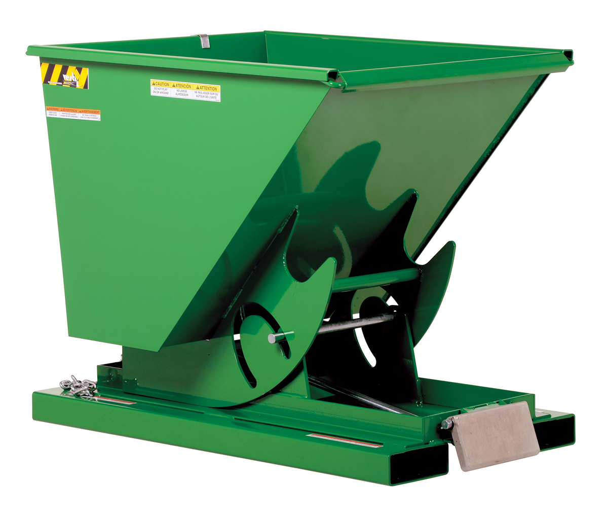 Steel Heavy Duty Self Dumping Hopper, 1/4 Cubic Yard, 6000 lb Capacity, Green