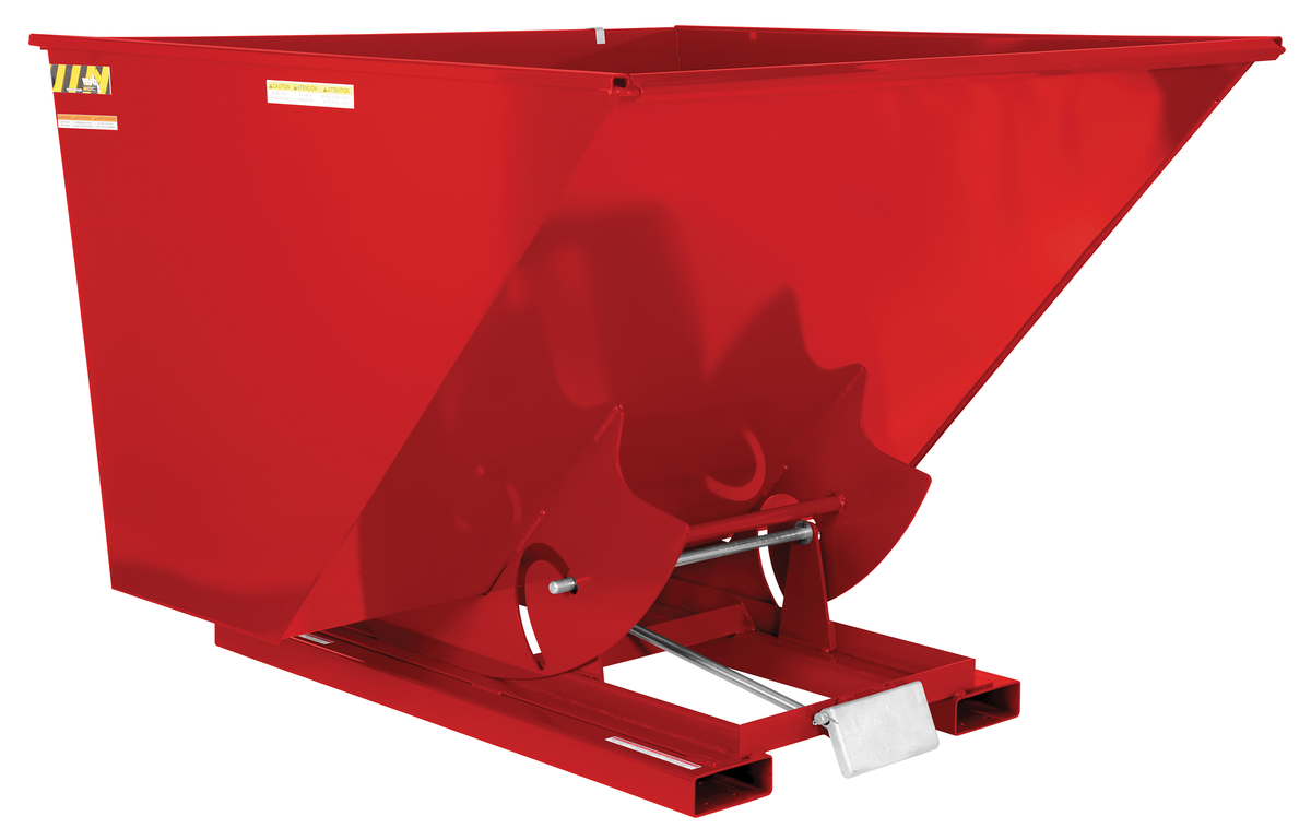 VESTIL D-250-LD-SR Self Dumping Hopper, Light Duty, 2.5 cu. yd., 2000 Lb., Soda Red, Steel | AG7PZP