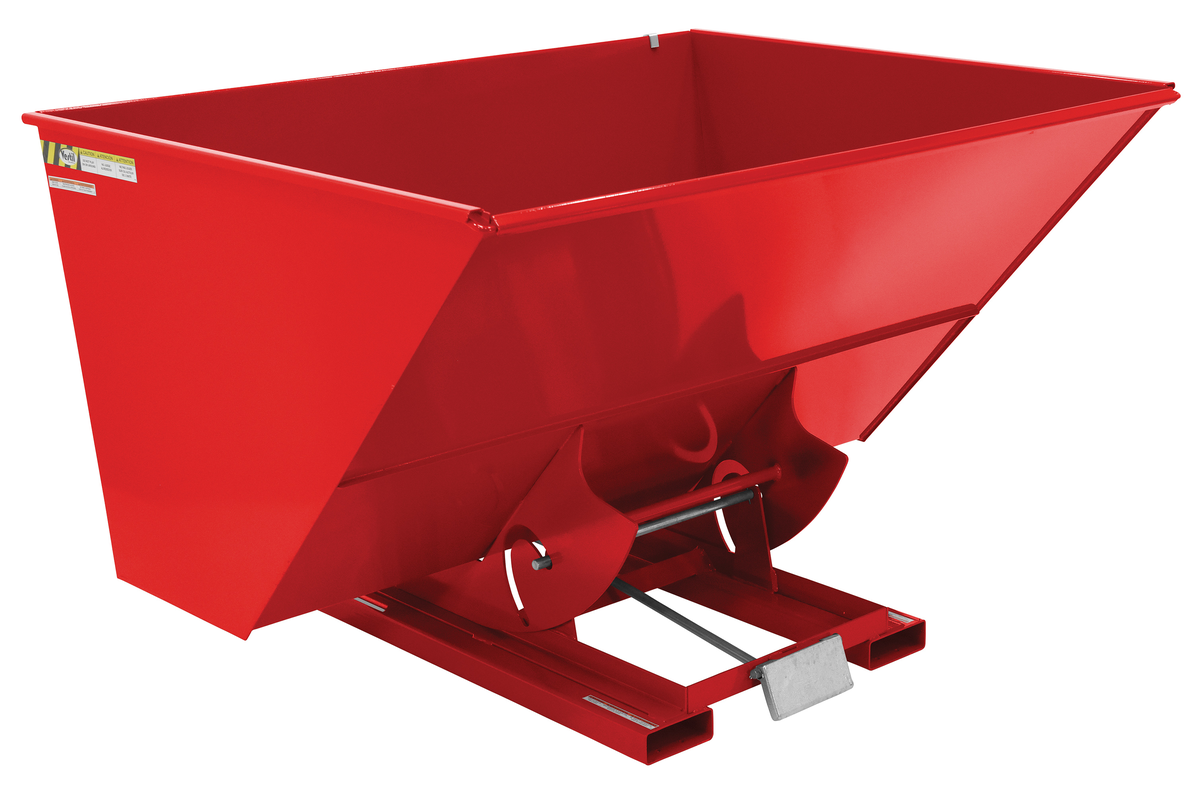 VESTIL D-300-HD-SR Self Dumping Hopper, Heavy Duty, 3 cu. yd., 6000 Lb., Soda Red, Steel | AG7QBH