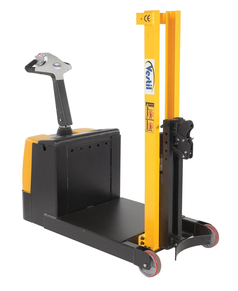 Steel Power Drive Power Lift Counter Balanced Drum Stacker 24V 57 x 26 x 58 Inch 700 lb Cap, Yellow