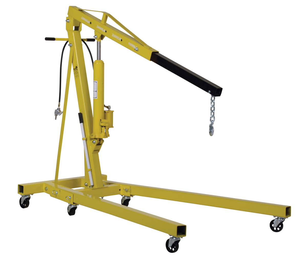 Steel Air and Hand Pump Hydraulic Shop Crane, 4000 lb Capacity, Yellow