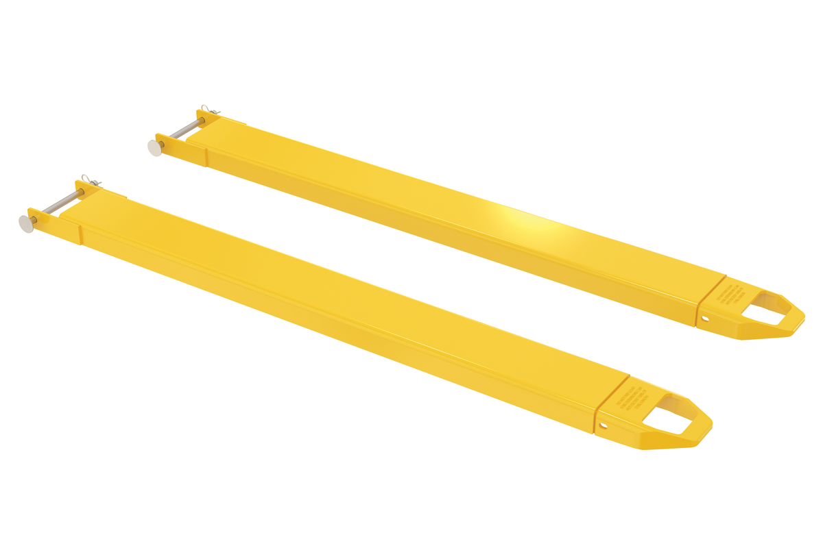 Steel Pin Style Fork Extension, 6 x 60 Inch, 4000 lb Capacity, Yellow, 2PK