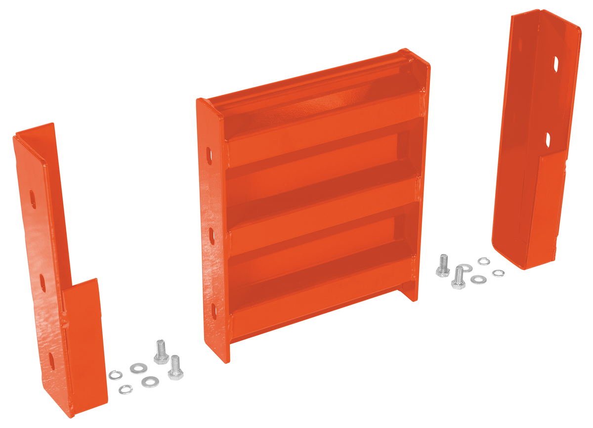 Steel 3 Ribbed Drop In Style Guard Rail, 12 x 4 x 15 Inch, Orange