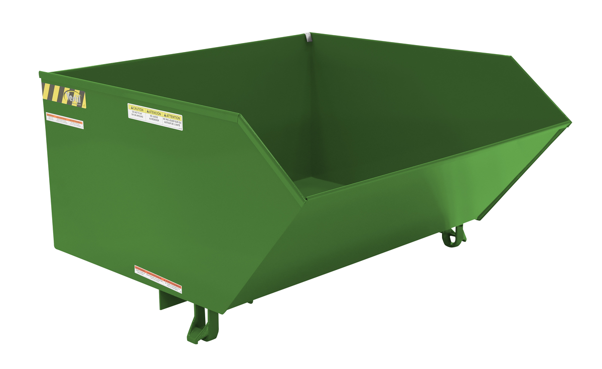 VESTIL H-100-HD-GRN-T Self Dumping Hopper, Heavy Duty, Low Profile, 1 cu. yd., 6000 Lb., Green, Steel | AG7TMT