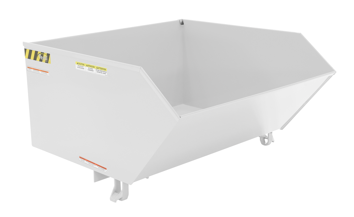 VESTIL H-100-HD-WHT Self Dumping Hopper, Heavy Duty, Low Profile, 1 cu. yd., 6000 Lb., White, Steel | AG7TMX