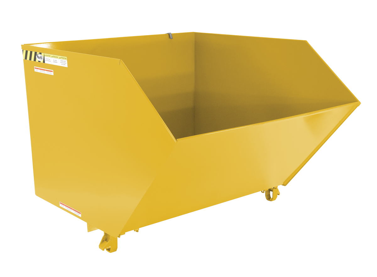 VESTIL H-150-MD-YEL Self Dumping Hopper, Medium Duty, Low Profile, 1.5 cu. yd., 4000 Lb., Yellow, Steel | AG7TPR