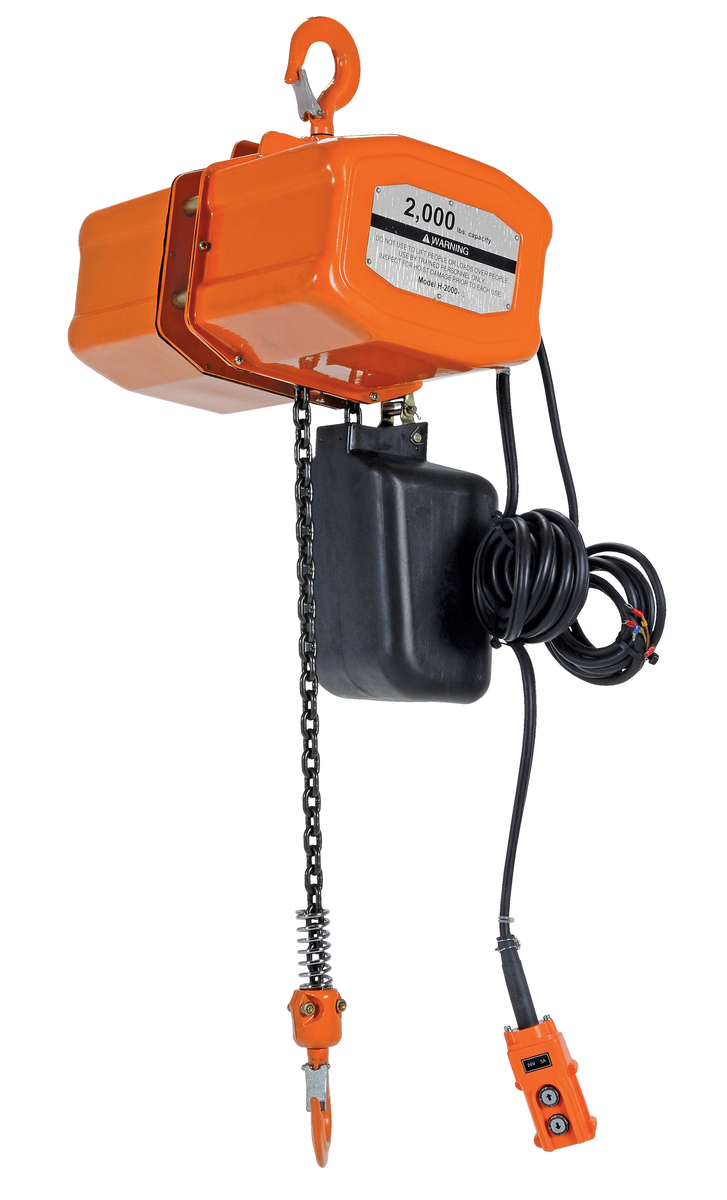 VESTIL H-2000-3 Economy Chain Hoist With Container, 2000 lb., 3 Phase, Orange, Steel | AG7TPU