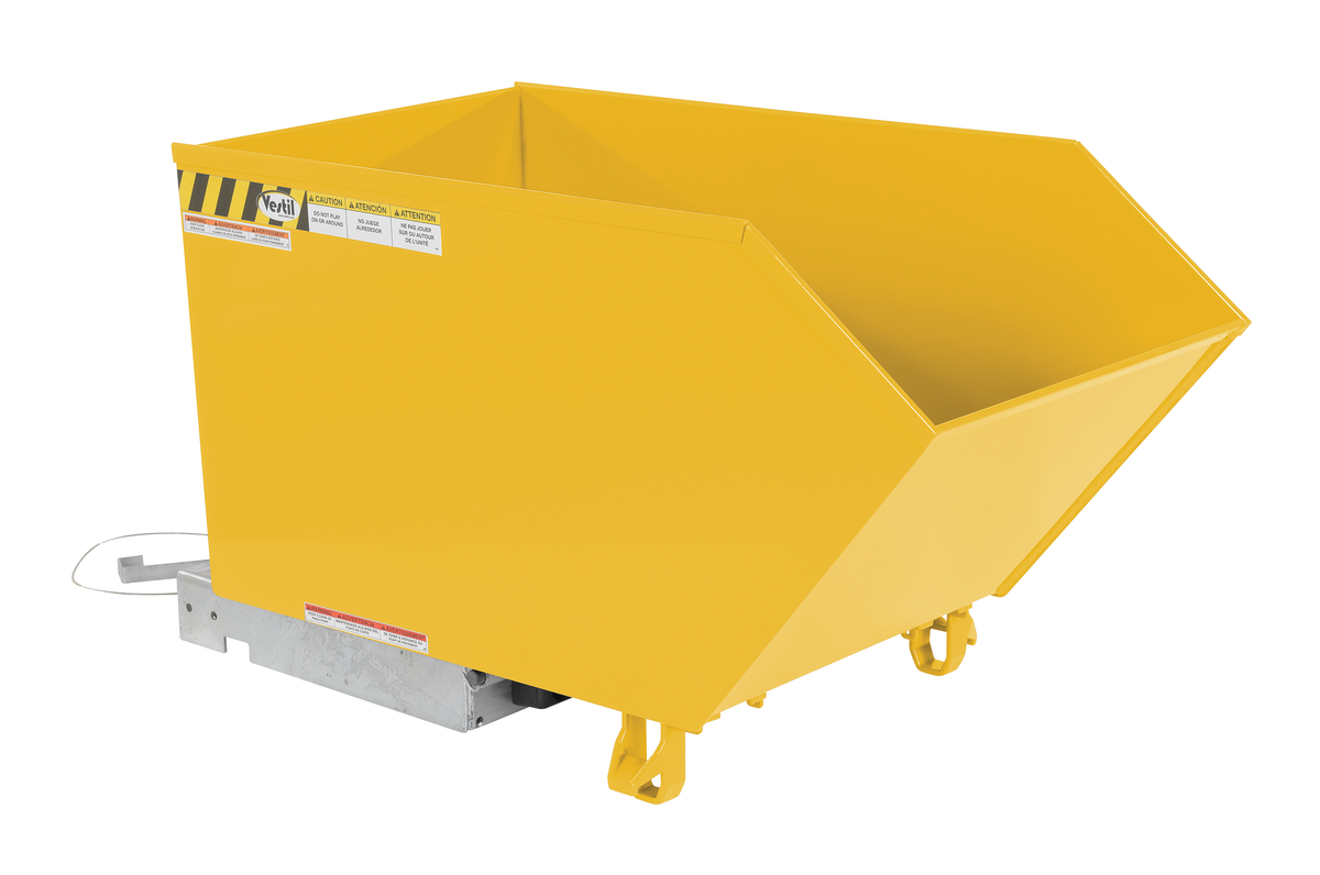 VESTIL H-50-LD-YEL Self Dumping Hopper, Light Duty, Low Profile, 0.5 cu. yd., 2000 Lb., Yellow, Steel | AG7TRP