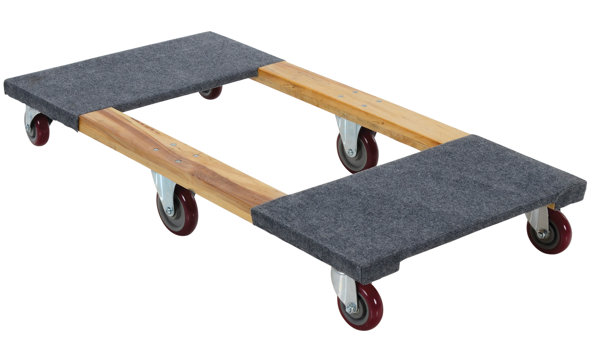 Hardwood Carpet End Dolly, 48 x 24 x 7-1/2 Inch, 1200 lb Capacity