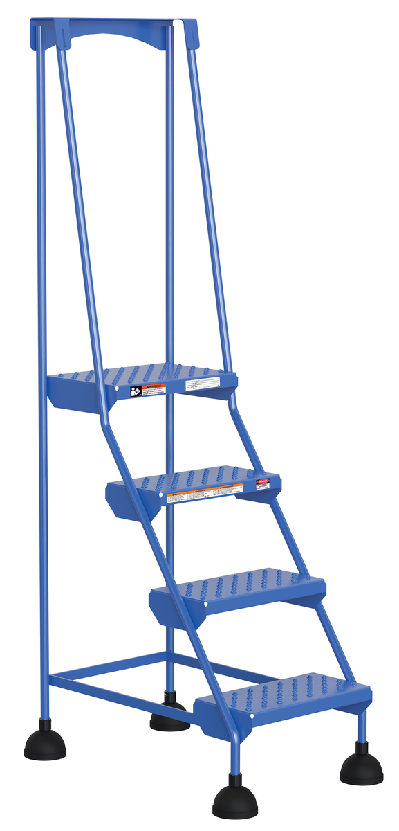VESTIL LAD-4-B-P Commercial Spring Loaded Ladder, Perforated 4 Step, Blue, Steel | AG7UWW
