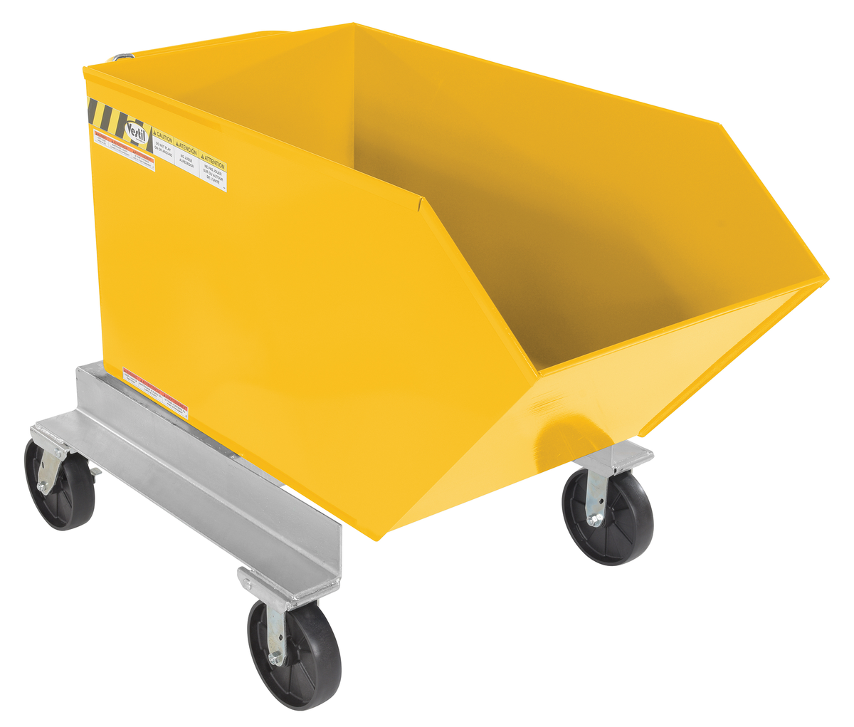 Steel Portable Tilting Hopper, 3/4 Cubic Yard, 2000 lb Capacity, Yellow