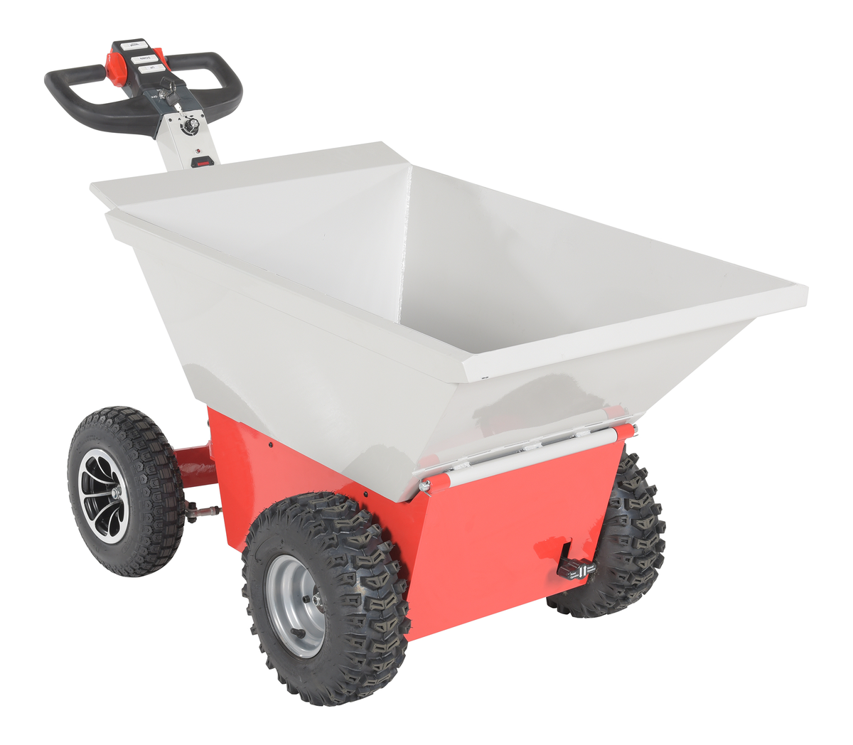 Steel Power Dump Cart 57-3/4 x 27 x 37 Inch 1000 lb Capacity, Gray and Red