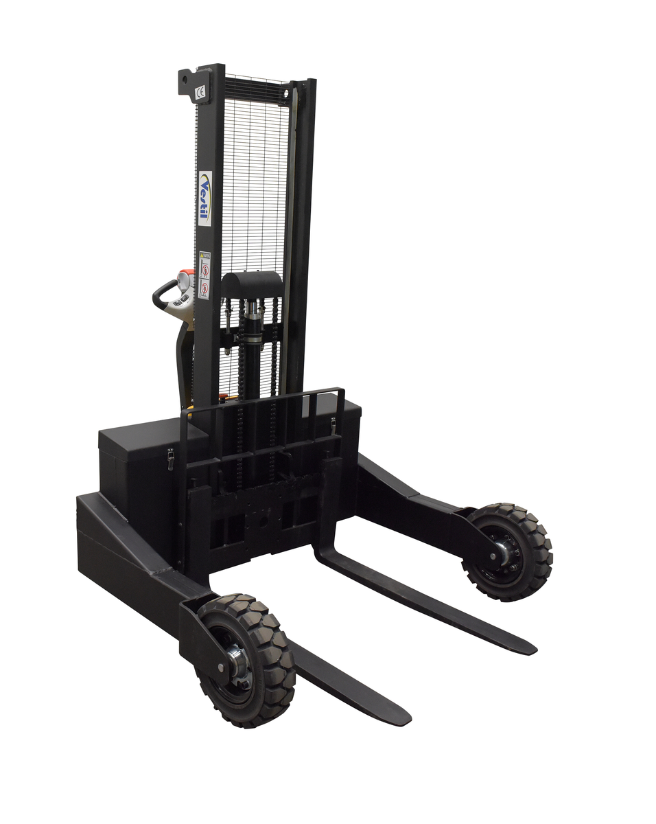 Steel Rough Terrain Power Stacker 62 Inch Raised Height 3000 lb Capacity, Black