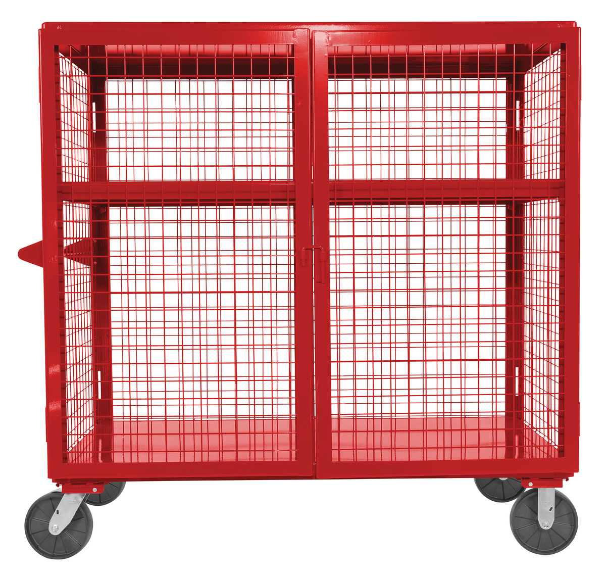 Welded Steel Expanded Metal Security Cart, 30 x 60 Inch, 2000 lb Capacity, Red