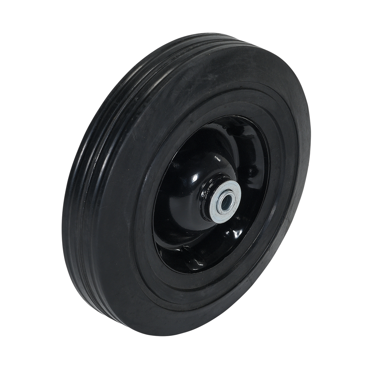 Hard Rubber Wheel, 10 Inch Diameter x 2-1/2 Inch Width, 1/2 Inch Bearing, 400 lb Capacity, Black
