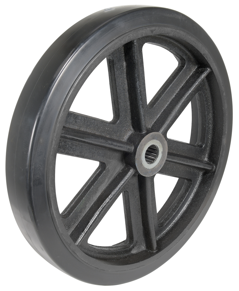 Mold On Rubber Wheel, 18 Inch Diameter x 3 Inch Width, Black