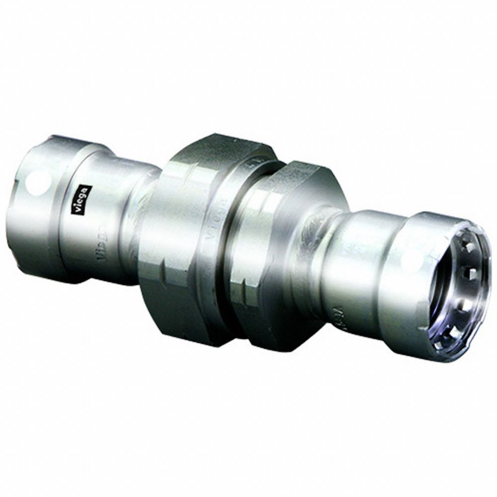 Crimp Union Fitting, 1 1/2 Inch Pipe x 1 1/2 Inch Pipe Size, Press-fit x Press-fit, FKM