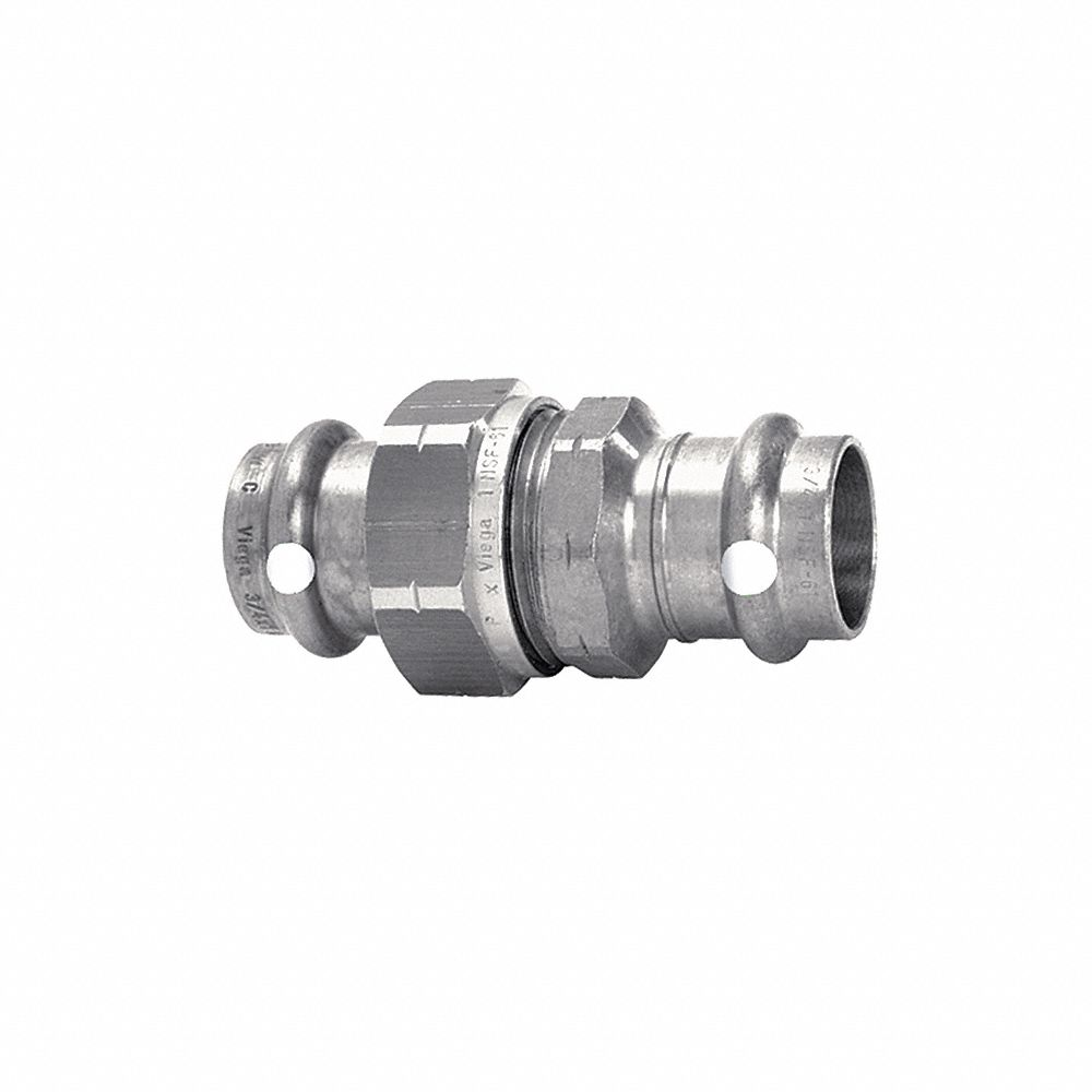Crimp Union Fitting, 3/4 Inch CTS x 3/4 Inch CTS Size, Straight, Press-fit x Press-fit