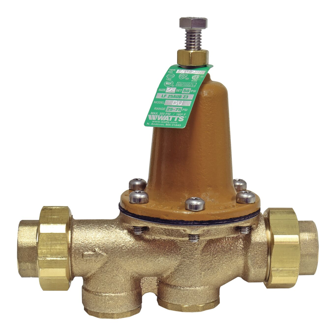 WATTS LF25AUB-DU-Z3 3/4 Water Pressure Reducing Valve, 3/4 Inch Inlet, 20.7 Bar Pressure | BP4QTM 0009258