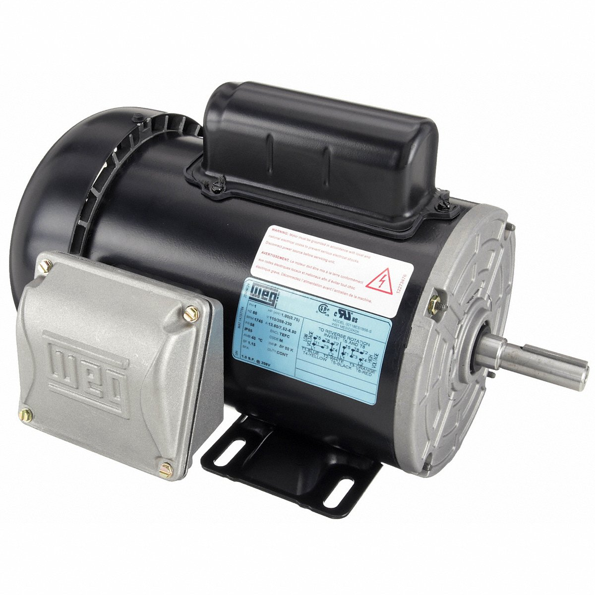 WEG 00118ES1B56-S Electric Motor, 1Hp, 60Hz, 1750 Rpm | BB9QDU