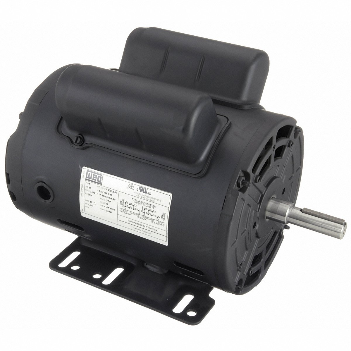 WEG 13470997 Air Compressor Motor, Capacitor-Start/Run, 3400 Nameplate RPM, 2Hp | CD2MJK 54JF87